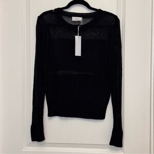 Sage black wide knit Top